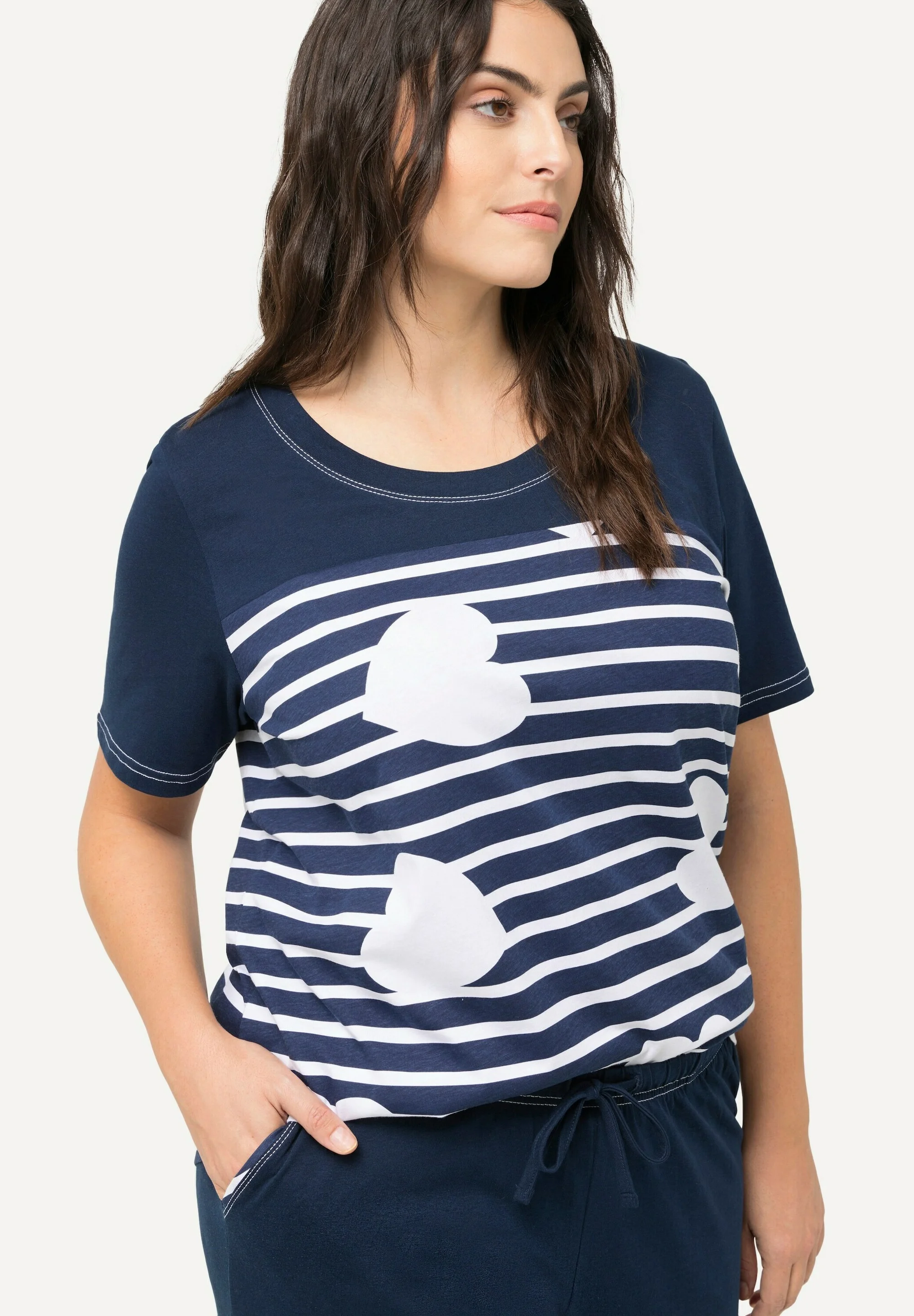 Ulla Popken STRIPED HEART SHORT SLEEVE - Pijama