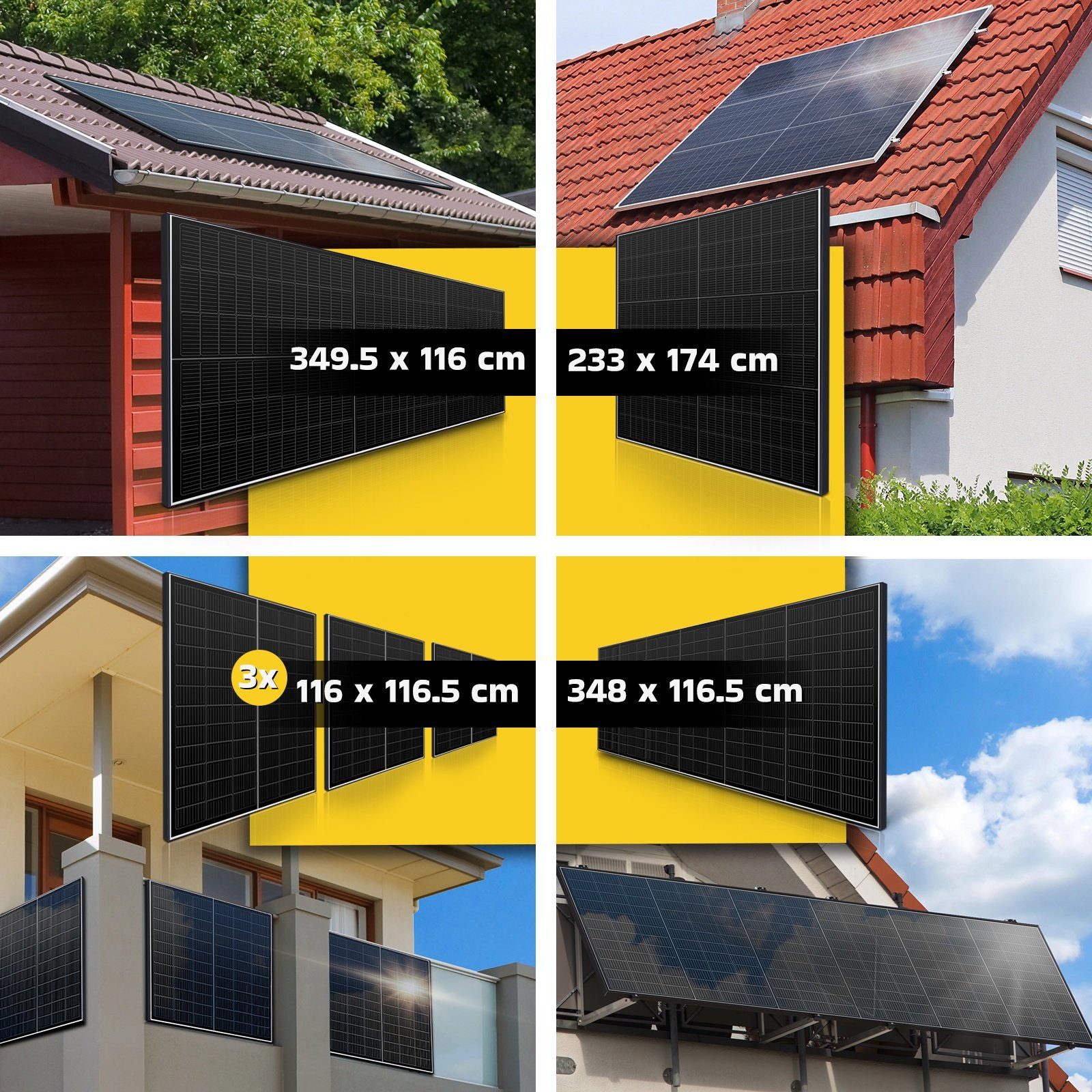 SUNNIVA Solaranlage Balkonkraftwerk 840W / 600W Set, Monokristallin, (BENY Wechselrichter Wifi, Solaranlage Komplettset mit 5m Anschlusskabel für Schuko Steckdose), Balkon Mini-PV Anlage genehmigungsfrei, steckerfertig