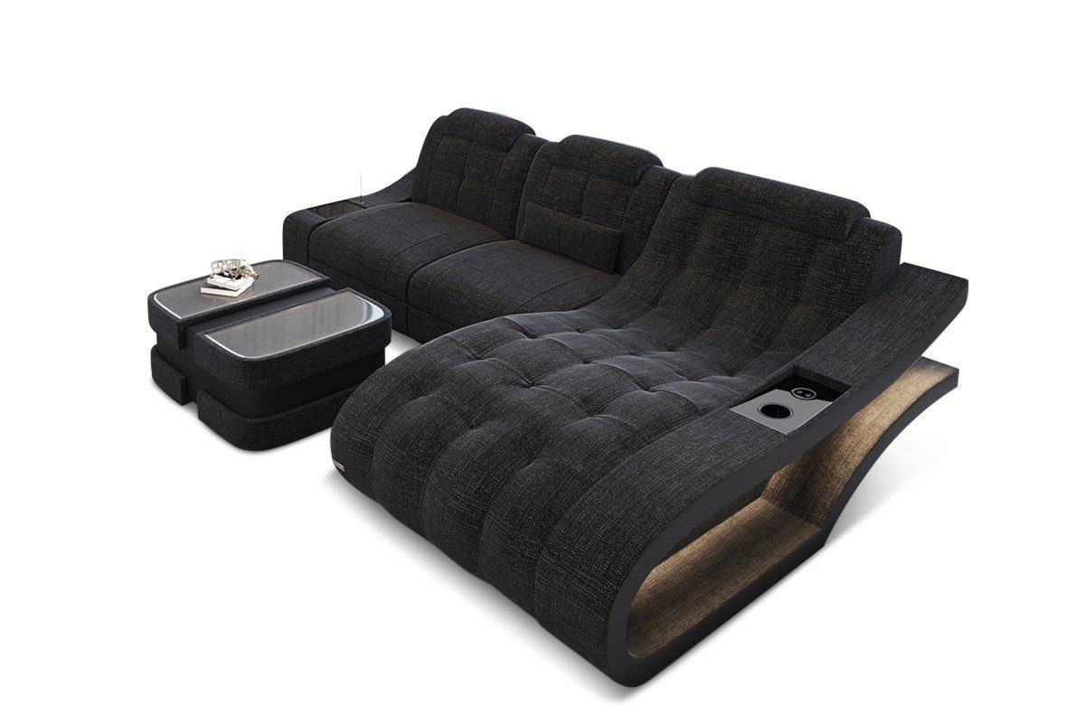 Sofa Dreams Ecksofa Polster Stoff Sofa Elegante H - L Form Stoffsofa Couch, mit LED, wahlweise mit Bettfunktion