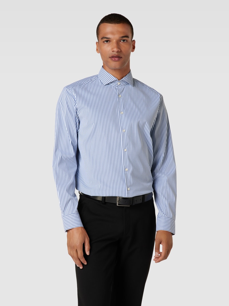 Regular Fit Business-Hemd mit Haifischkragen in marineblau