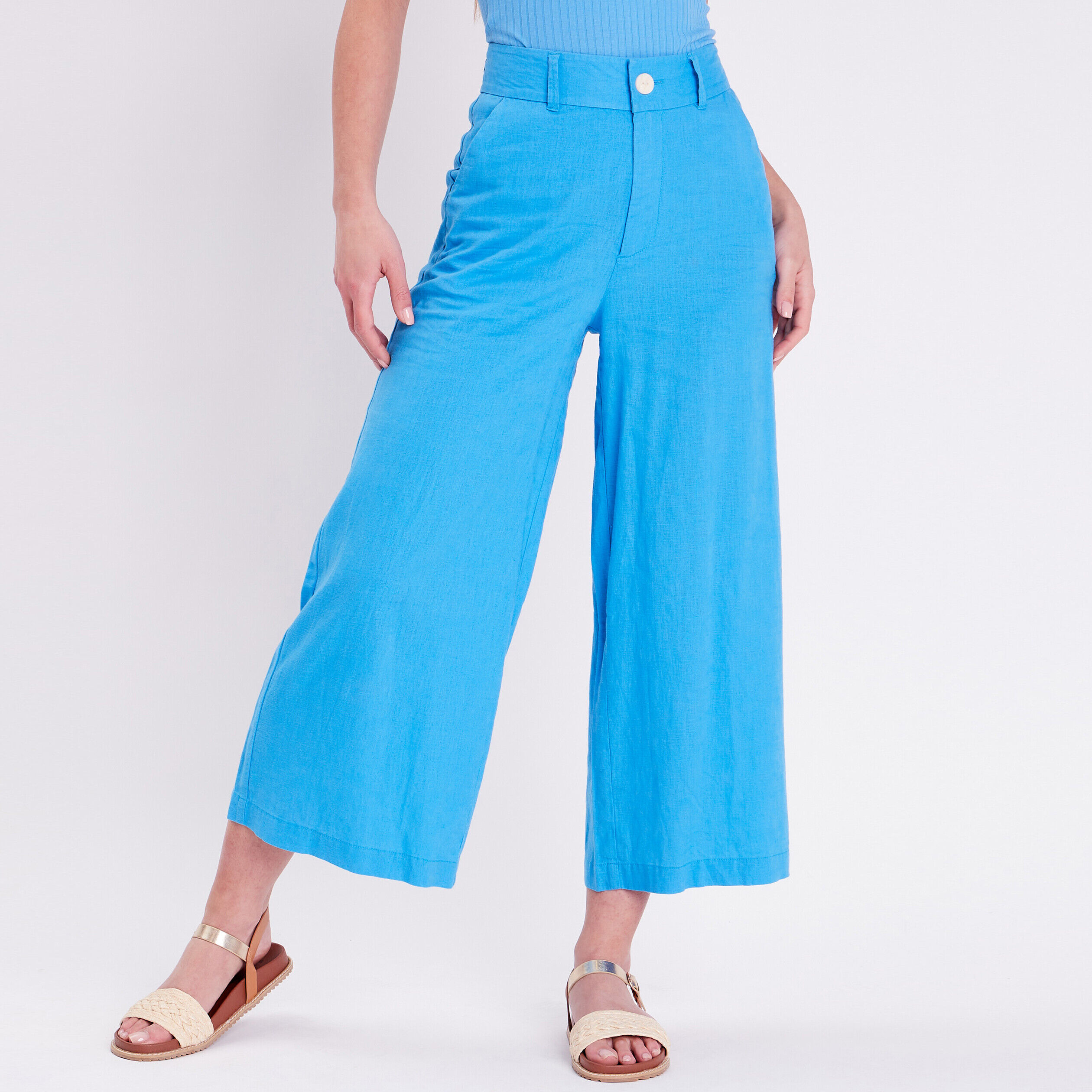 Pantalon large 7/8ème bleu femme | Cache Cache