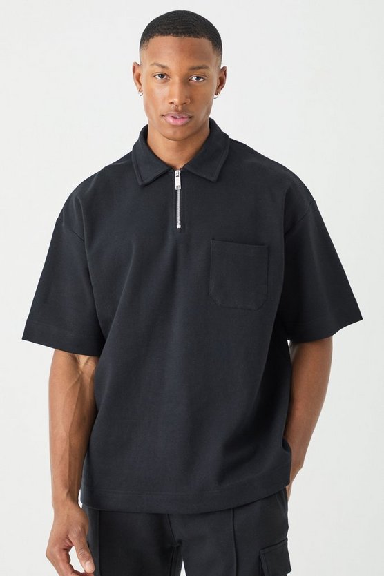 Oversize Man Poloshirt mit Tasche