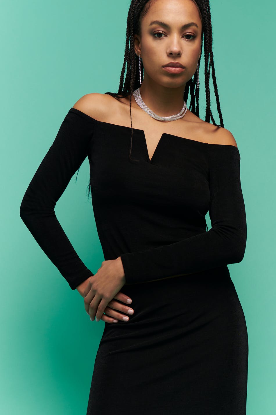 V-neck off shoulder top