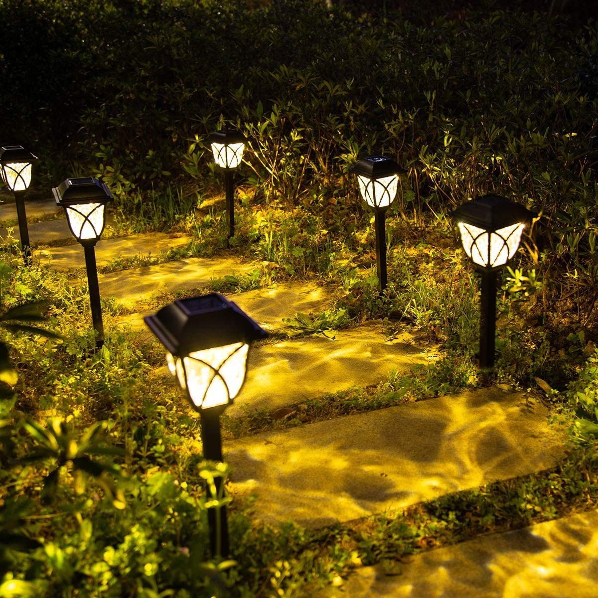 GIGALUMI LED Gartenleuchte, LED fest integriert, Warmweiß, solarbetriebene Weglichter, für Garten, Terasse, Landschaft, Gehweg, Warmweiß