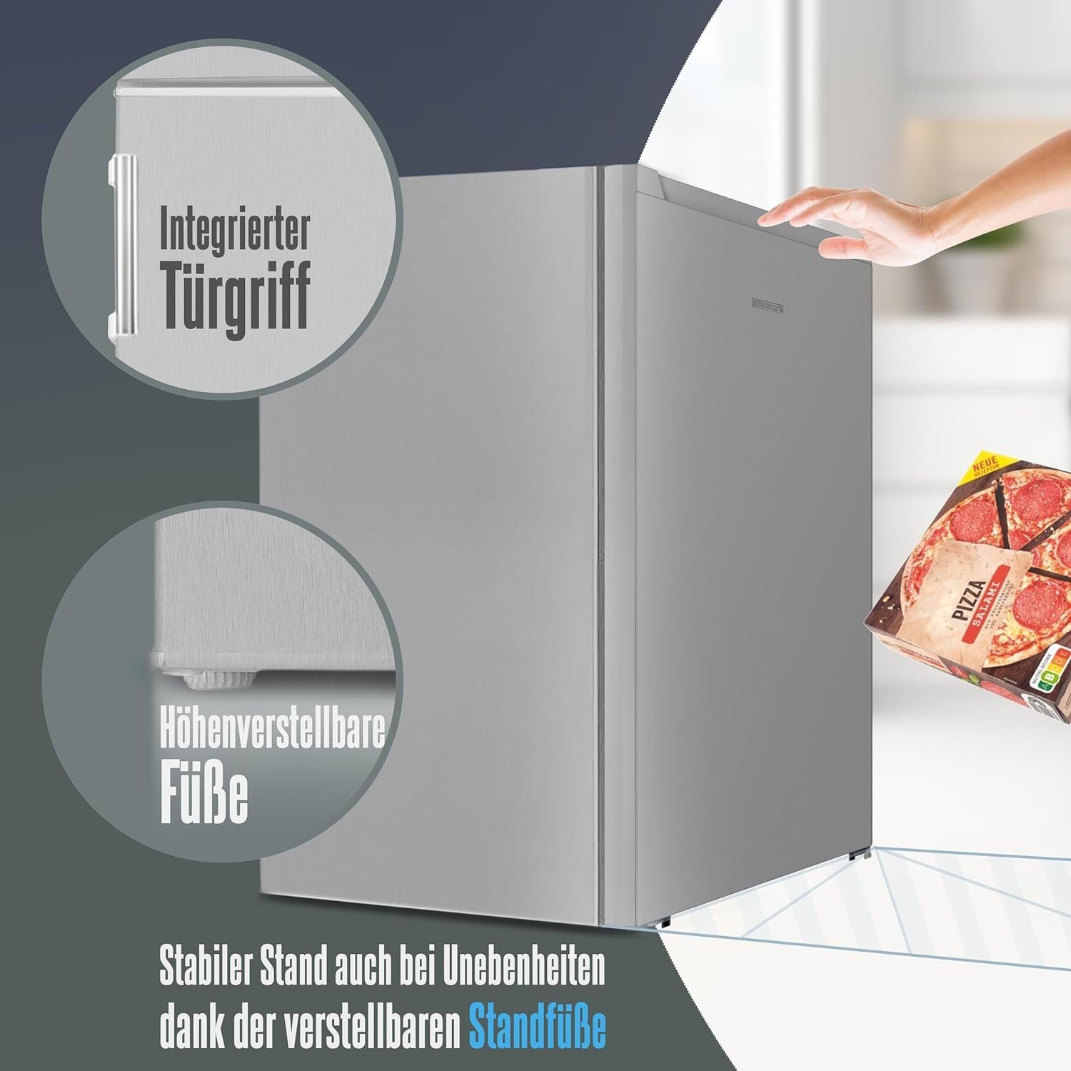Heinrich´s Gefrierschrank HGS 4090 IX, 84.5 cm hoch, 56 cm breit, Freezer 3x Gefrierschublade 85 Liter DE Frost Air-Flow-System