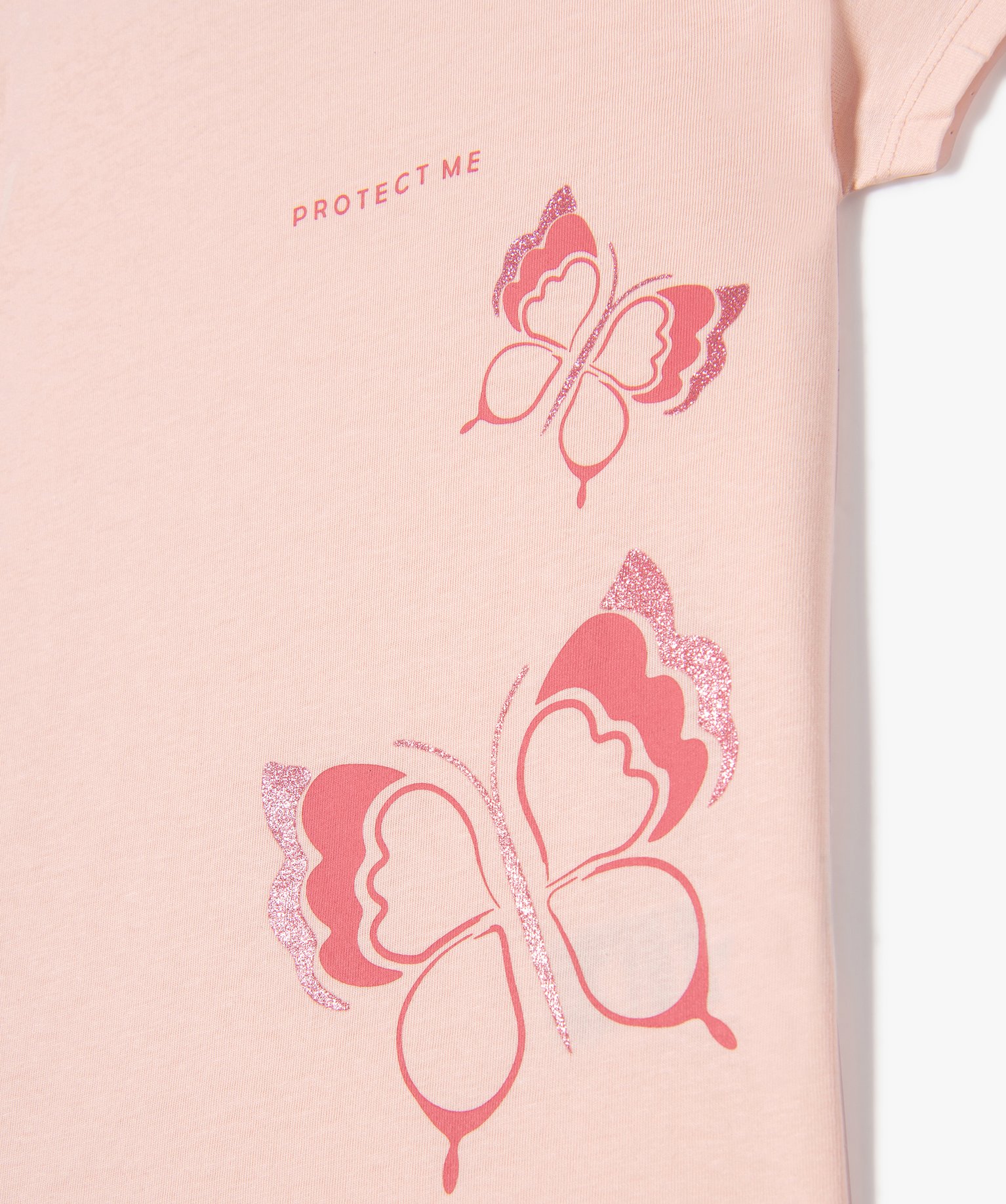 Tee-shirt à manches ultra courtes avec motif girly fille rose | GEMO