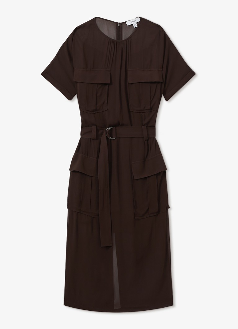 Reiss Essie poluprozirna midi haljina s pojasom