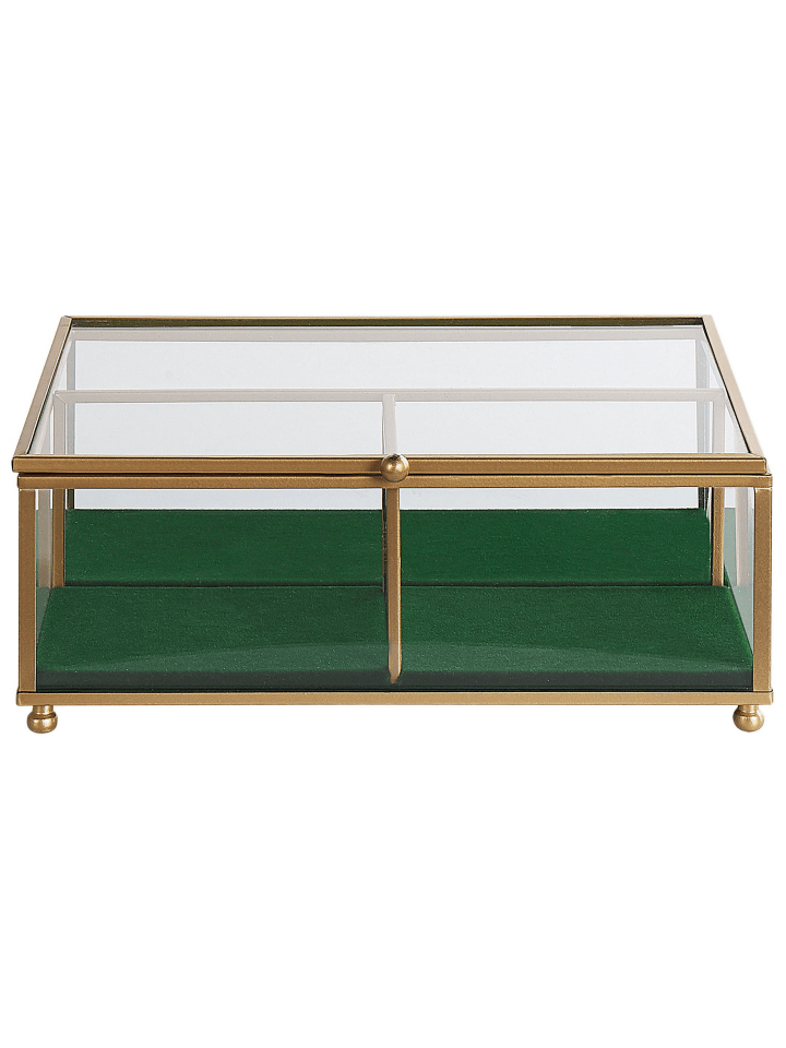 Beliani Schmuckkästchen SAINTES in Gold/Transparent/Grün - (W) 21 x (H) 8 x (L) 17 cm günstig kaufen onesize