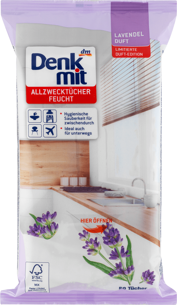Feuchte Allzwecktücher Lavendel, 50 St