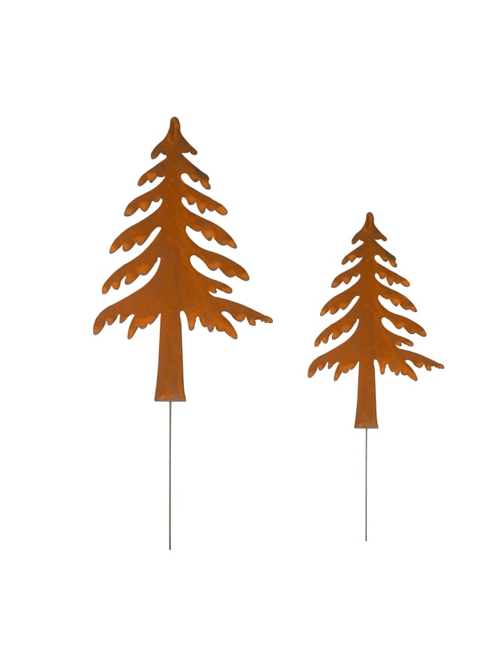 UNUS 2er Set Gartenstecker Rost Tannenbaum in Braun günstig kaufen onesize