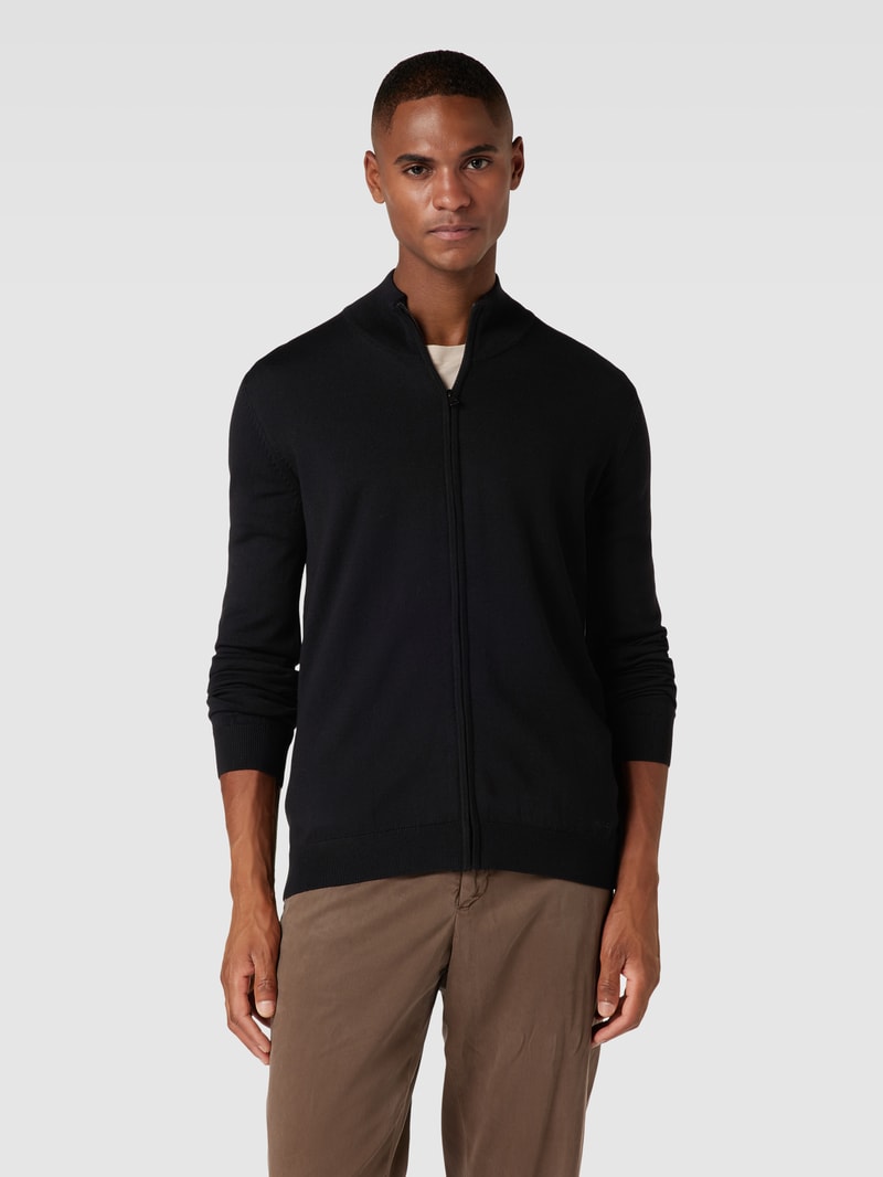 Strickjacke aus Schurwolle mit Reißverschluss Modell 'San Jorge' in schwarz