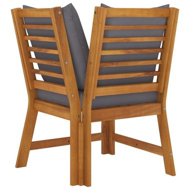 vidaXL Loungesofa 3-tlg. Garten-Lounge-Set mit Dunkelgrauem Kissen Akazienholz, 1 Teile