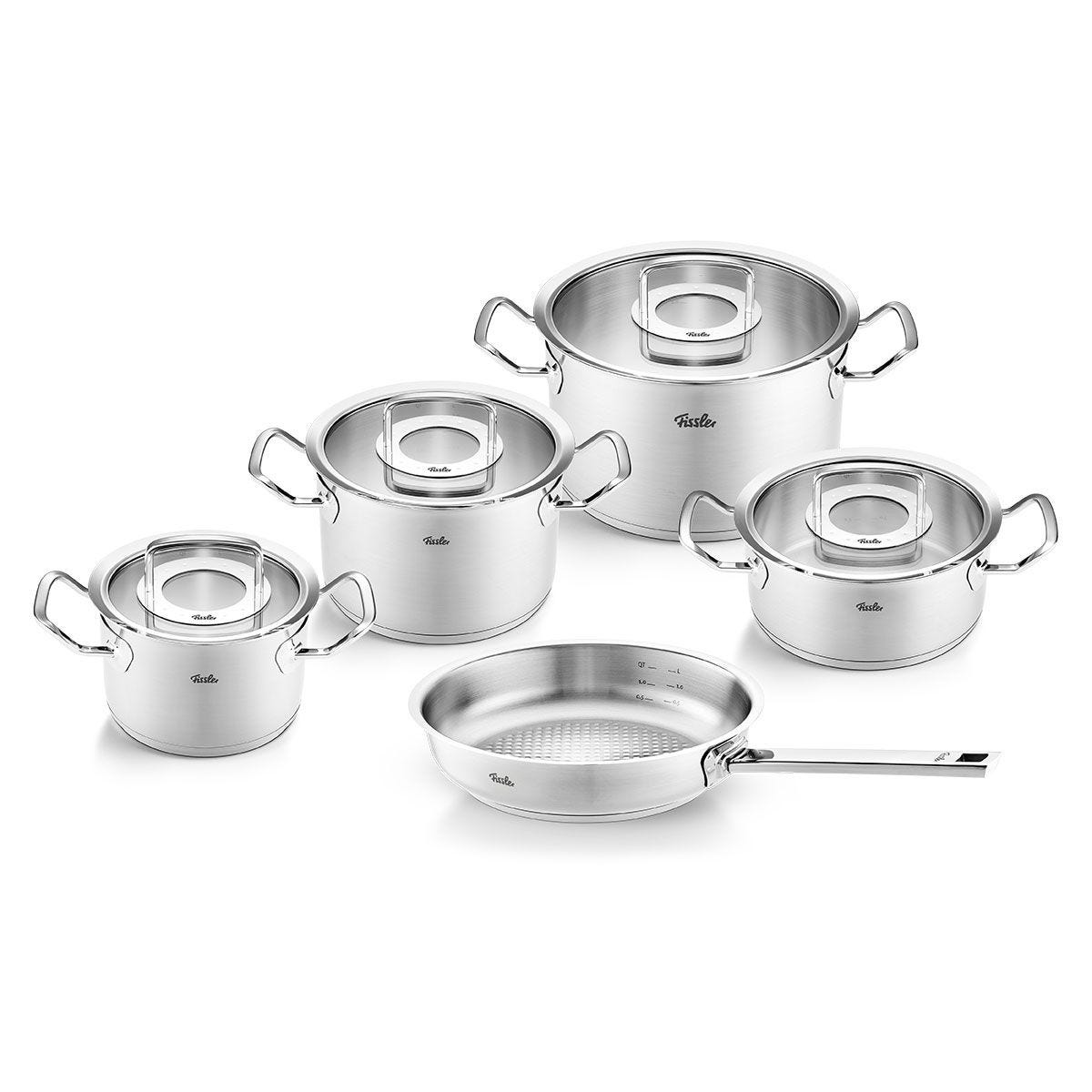 Original-Profi Collection® 5-teiliges Topf-Set mit Glasdeckeln und Pfanne
