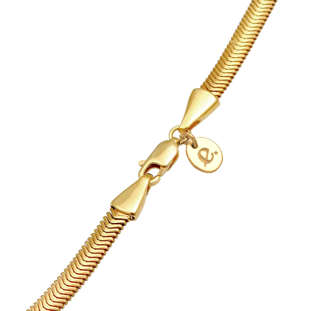 Elli PREMIUM Elli PREMIUM Collier Chaîne de serpent plate et élégante à chevrons pour dames, b Bijoux
