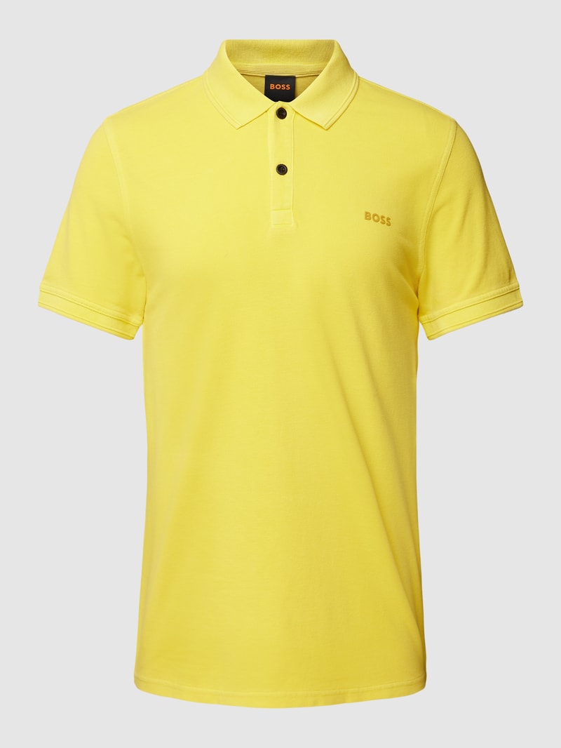 Poloshirt mit Logo-Stitching Modell 'PRIME' in gelb