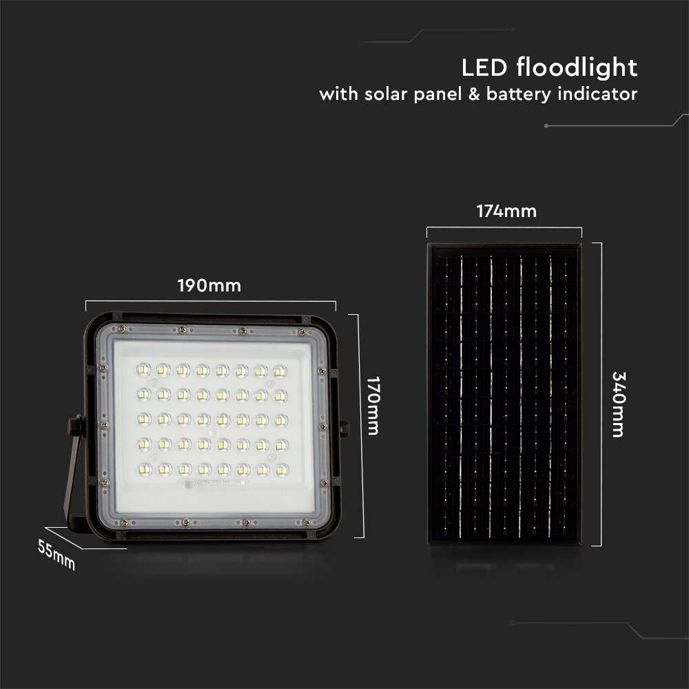 V-TAC LED Solarleuchte V-TAC VT-80W 7824 Solar-Spot Neutralweiß Schwarz