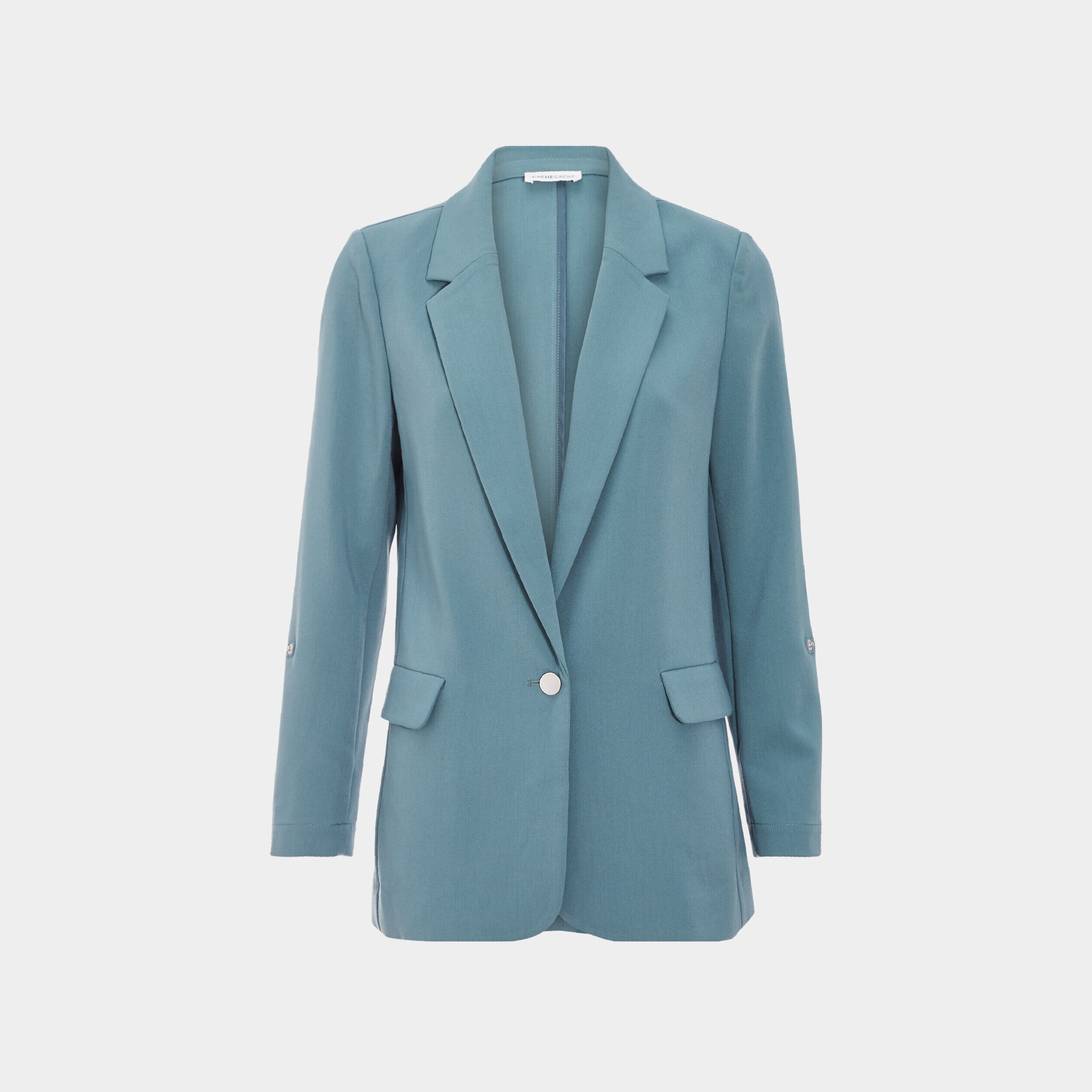 Veste blazer droite fluide vert foncé femme | Cache Cache