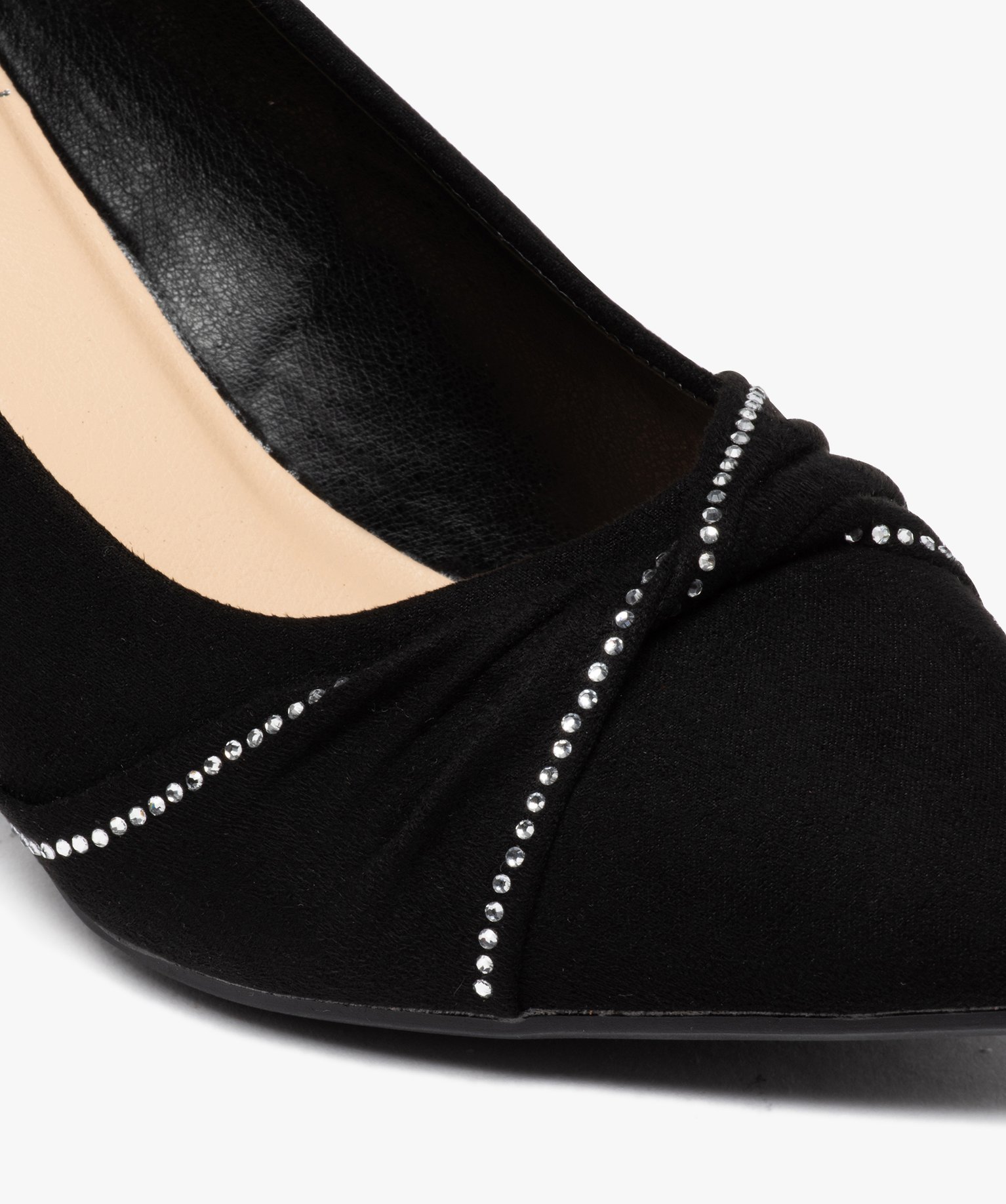Escarpin femme avec strass sur le dessus noir | GEMO