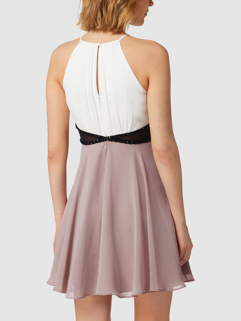 Cocktailkleid mit amerikanischem Ausschnitt in mauve