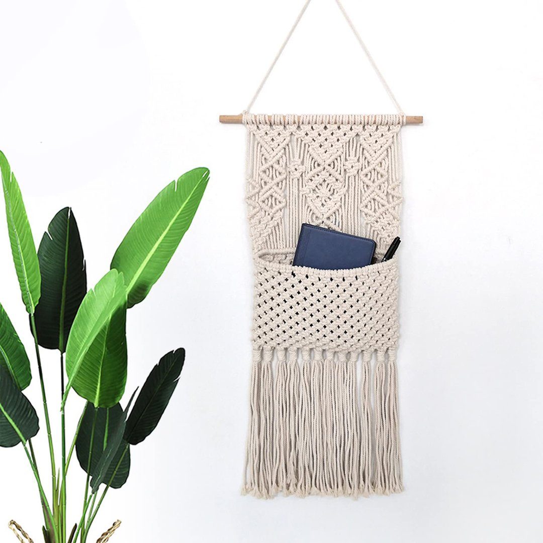 Wandteppich Spitzenwandbehang Wanddekoration 27 cm (Breite) × 82 cm (Länge), FIDDY, Magazinaufbewahrungsbehälter Baumwoll-Wandteppichtasche