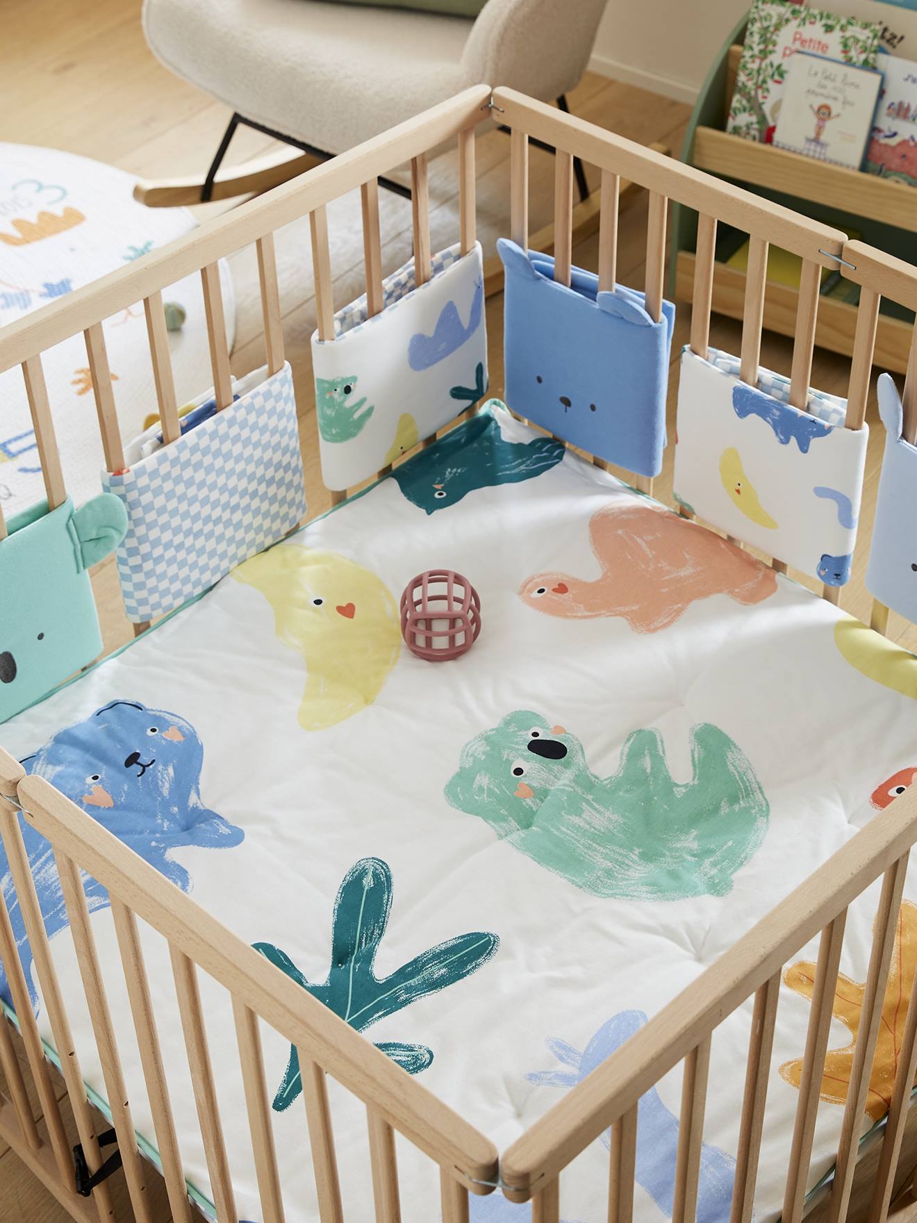 Vertbaudet Baby Bettumrandung/Laufgitter-Polster KÜNSTLER Oeko-Tex - mehrfarbig