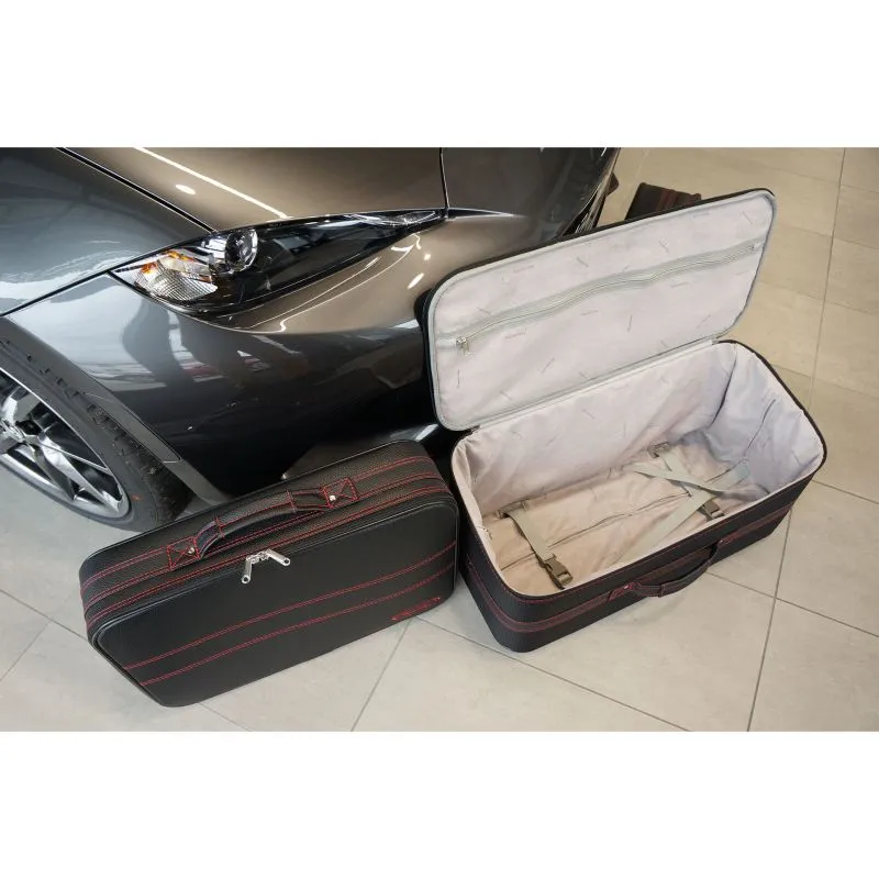 Roadsterbag Mazda MX-5 ND + RF (EU) - 3tlg. Kofferset Kofferraum - Naht Rot\/Futter Grau