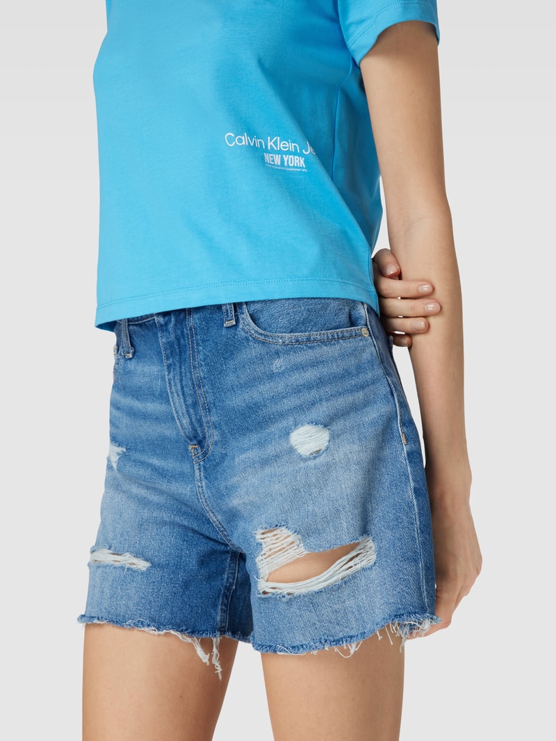 T-Shirt mit Label-Print in bleu