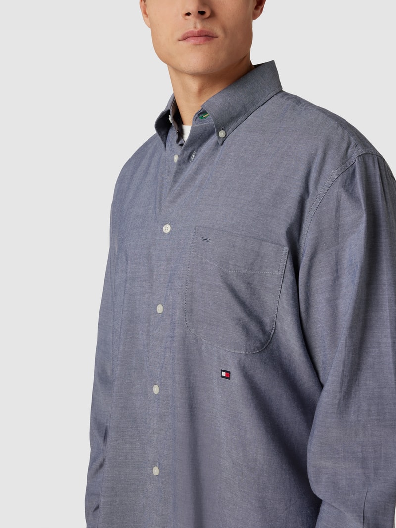 Freizeithemd mit Button-Down-Kragen in blau