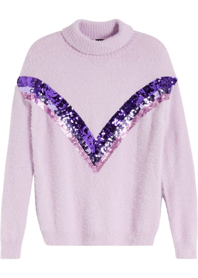 Rollkragenpullover mit Pailletten-Applikation