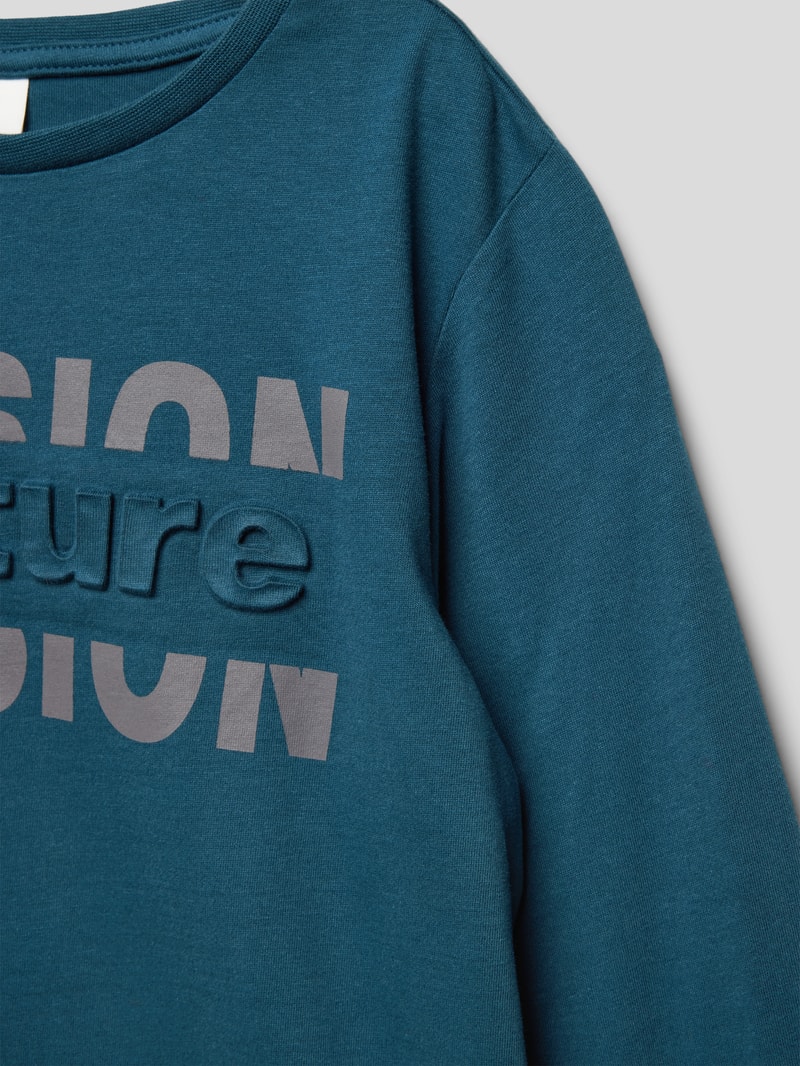 Longsleeve mit Statement-Print in petrol