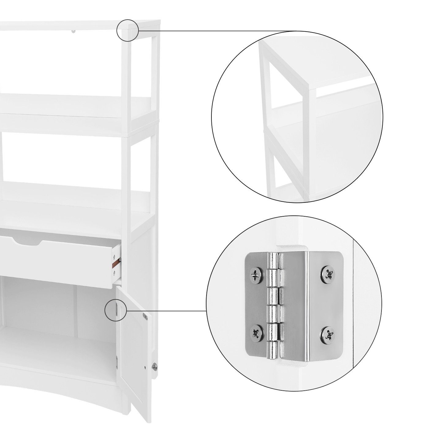 VASAGLE Badkommode Badezimmerschrank, mit Schublade, 2 offene Fächer
