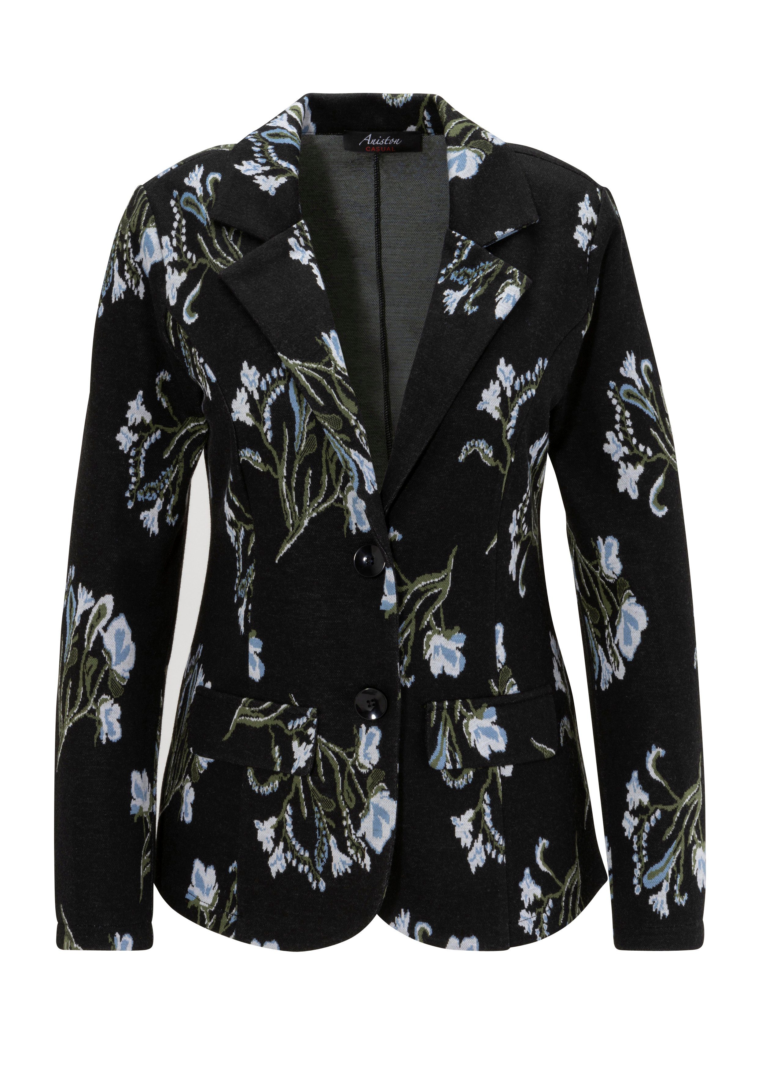 Aniston CASUAL Sweatblazer mit farbharmonischem Blumen - jedes Teil ein Unikat - NEUE KOLLEKTION