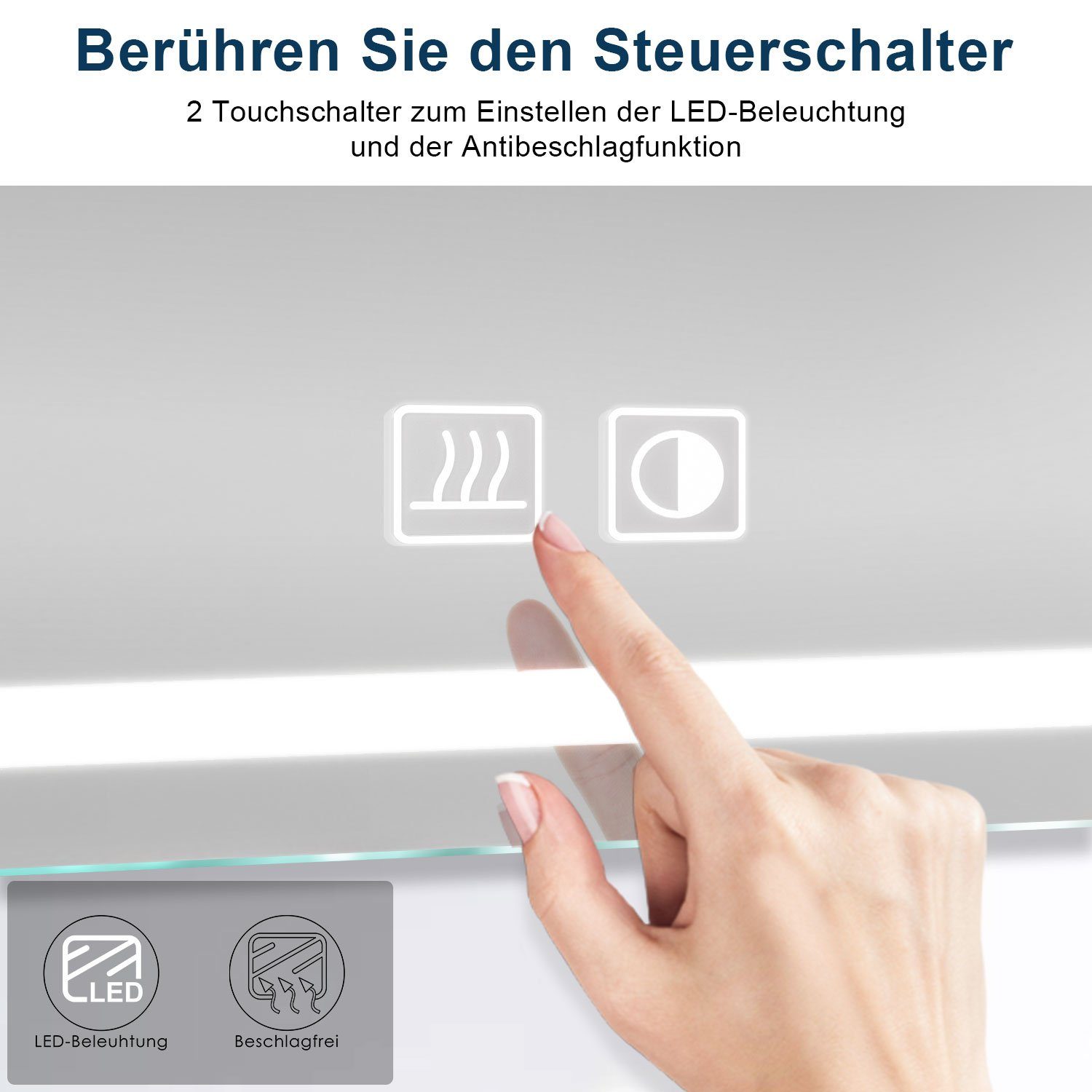SONNI Spiegelschrank Bad Badezimmer Spiegelschrank mit LED Beleuchtung Aluminum