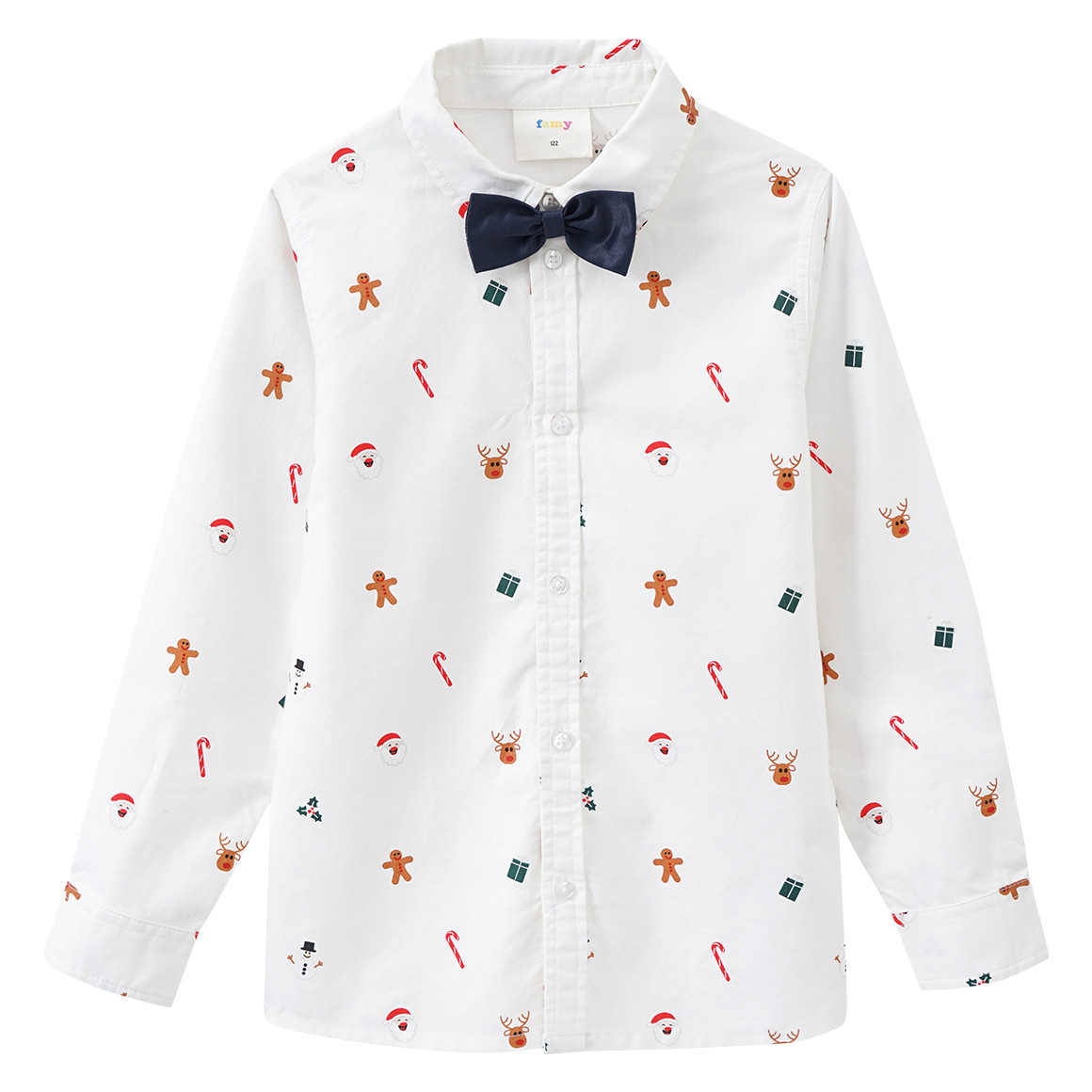 Jungen Weihnachtshemd mit Fliege weiss