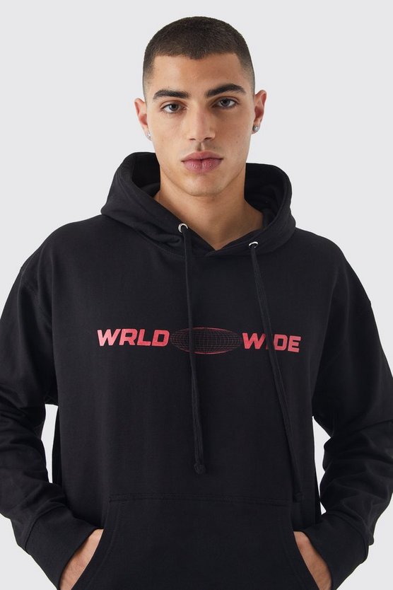 Oversize Hoodie mit Worldwide-Print