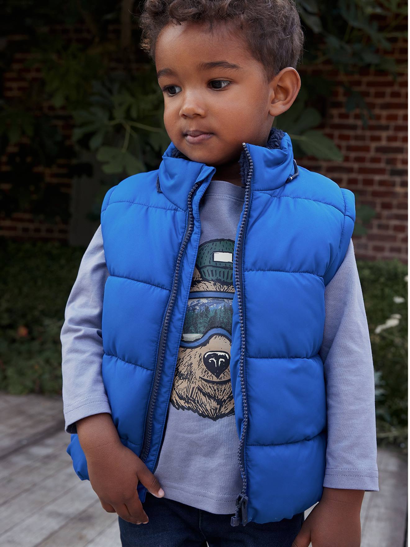 Vertbaudet Jungen 2-in-1-Steppjacke mit Fleecefutter - elektrisch blau