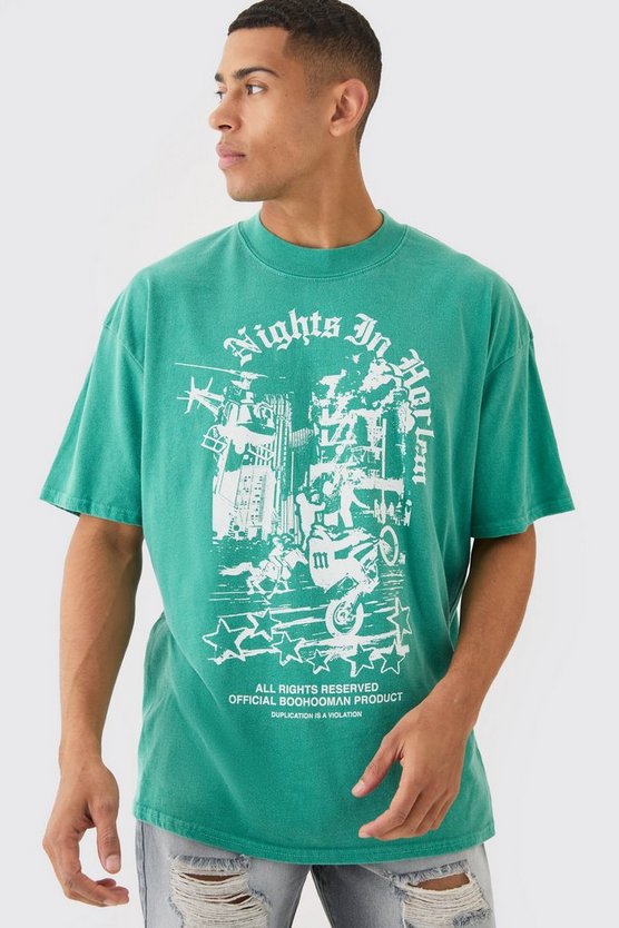 Oversize T-Shirt mit Nights In Horlem Print