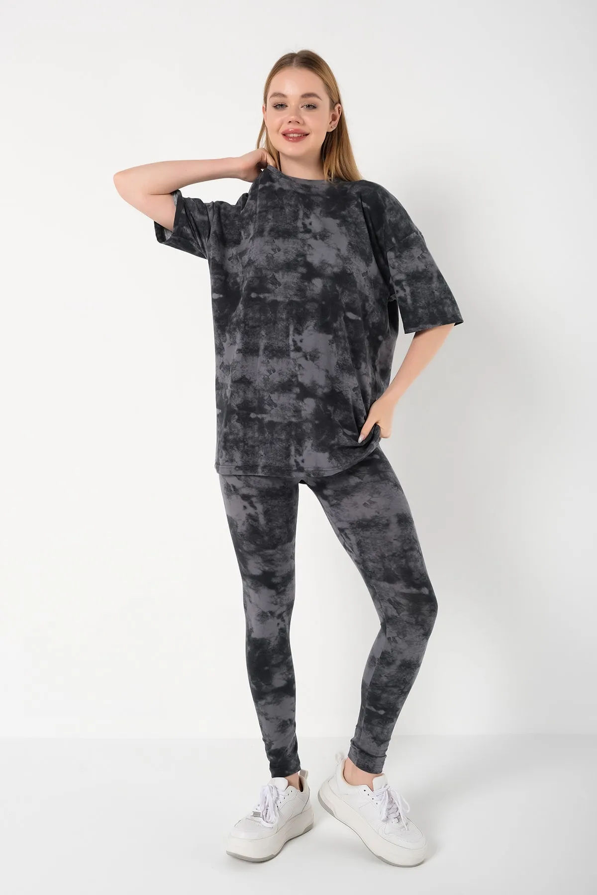 Know  Grau-schwarzes Batik-Strumpfhosen-Set für Damen