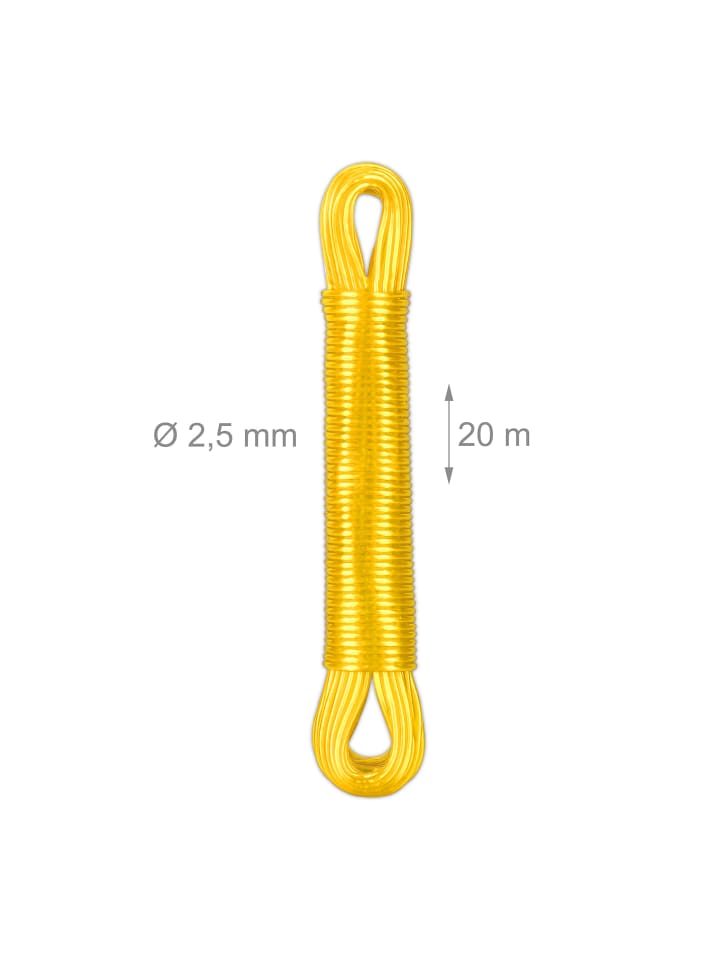 relaxdays 3 x Wäscheleine in Gelb - 20 m günstig kaufen onesize