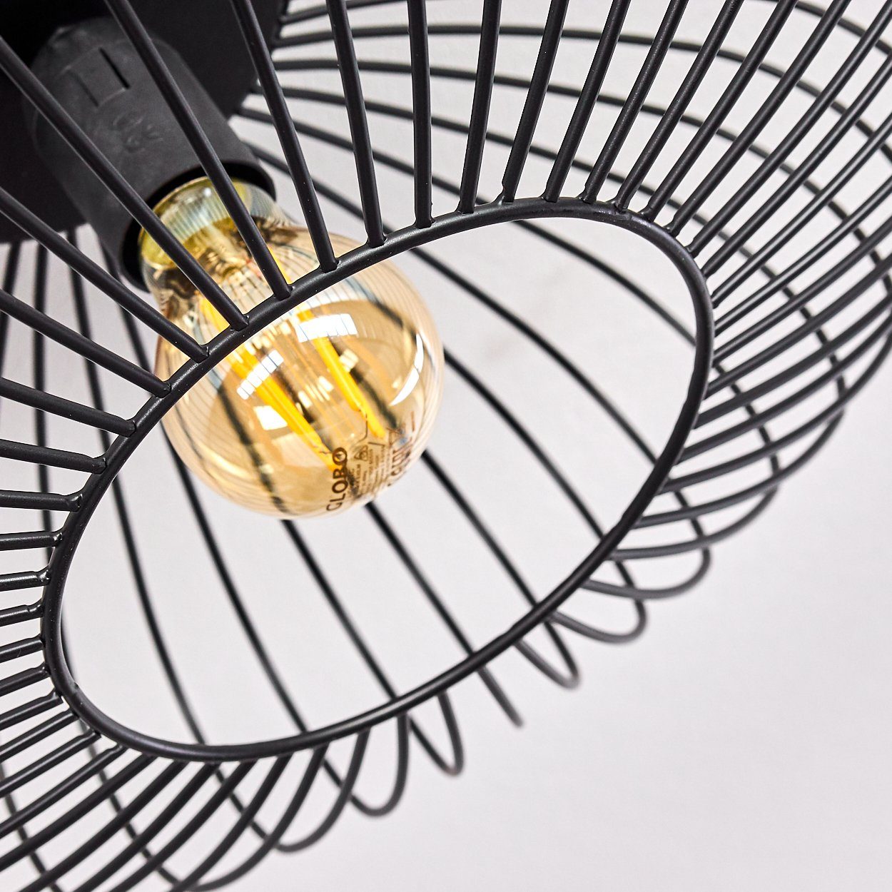 hofstein Deckenleuchte Pieris Deckenlampe aus Metall in Schwarz, ohne Leuchtmittel, E27, Leuchte m. Gitter u. Lichteffekt an der Decke