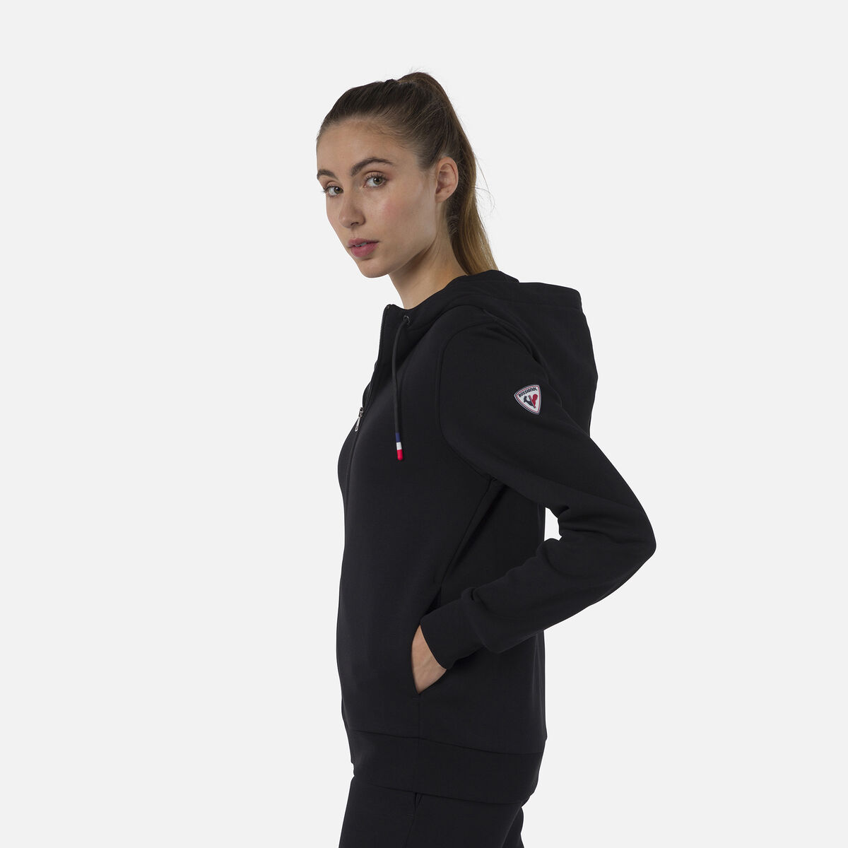 Logo Damensweatshirt mit Kapuze und durchgehendem Reißverschluss