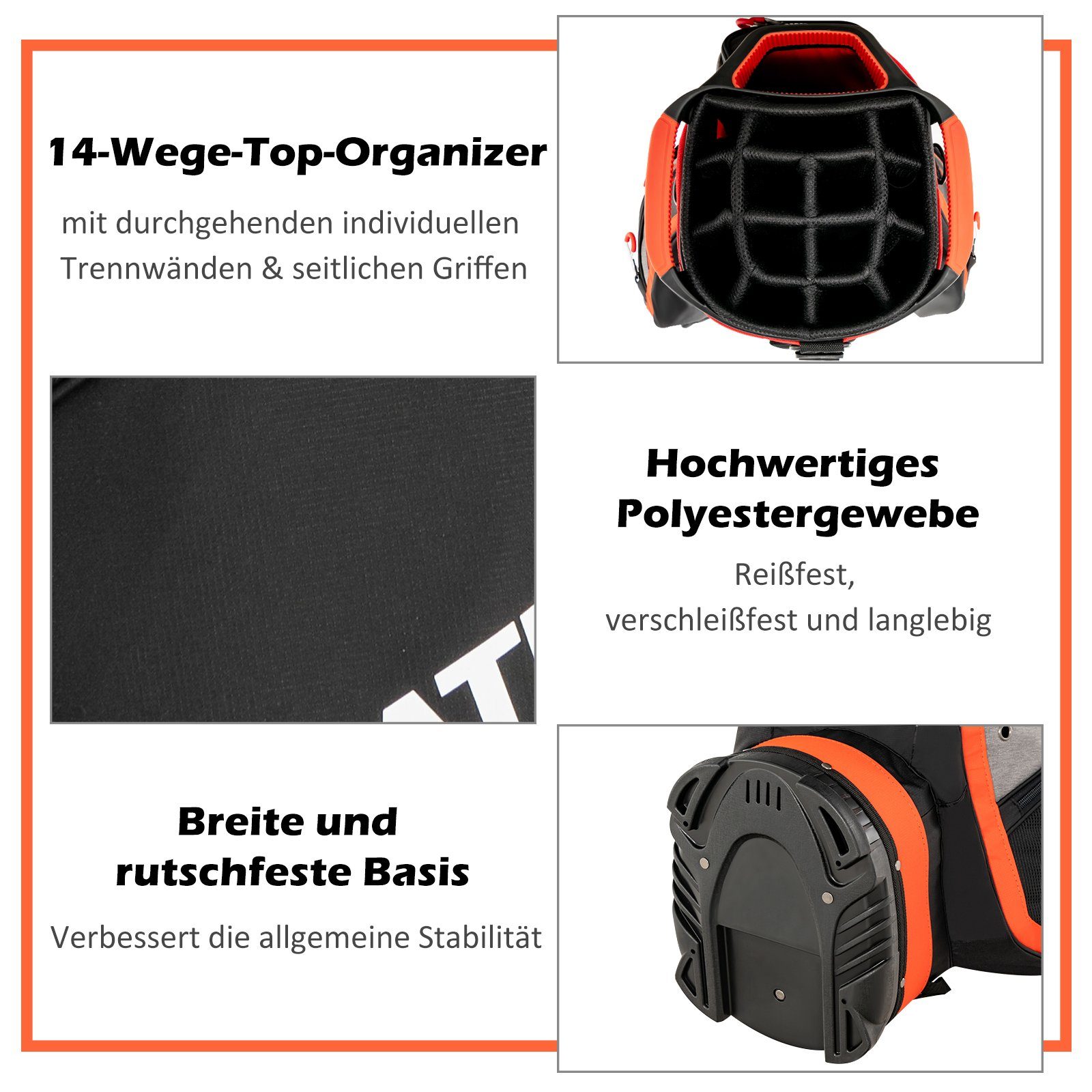 COSTWAY Golfbag-Regenschutz Golftasche, mit 14 Trennwänden