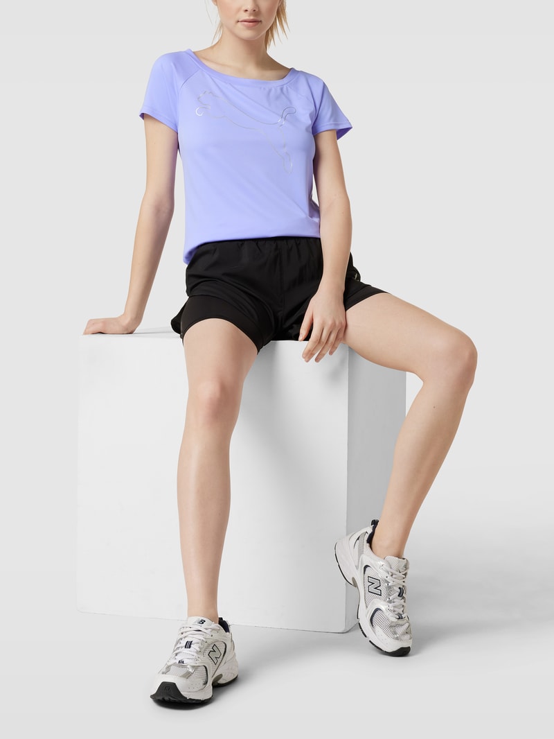 T-Shirt mit Label-Print in hellblau