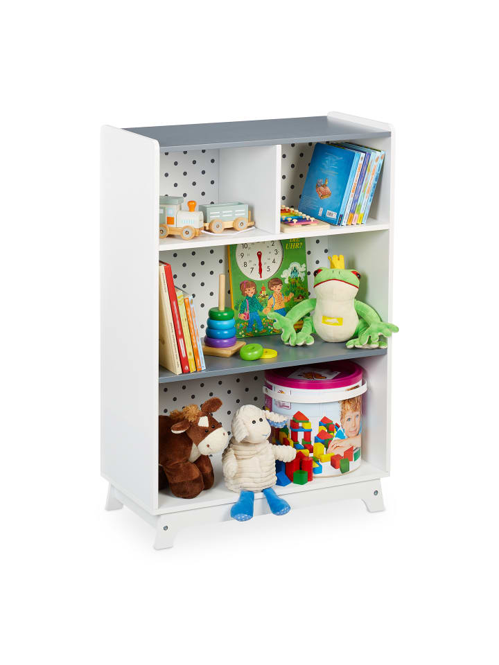 relaxdays Kinderregal in Weiß/ Grau - (B)60 x (H)90 x (T)30 cm günstig kaufen onesize