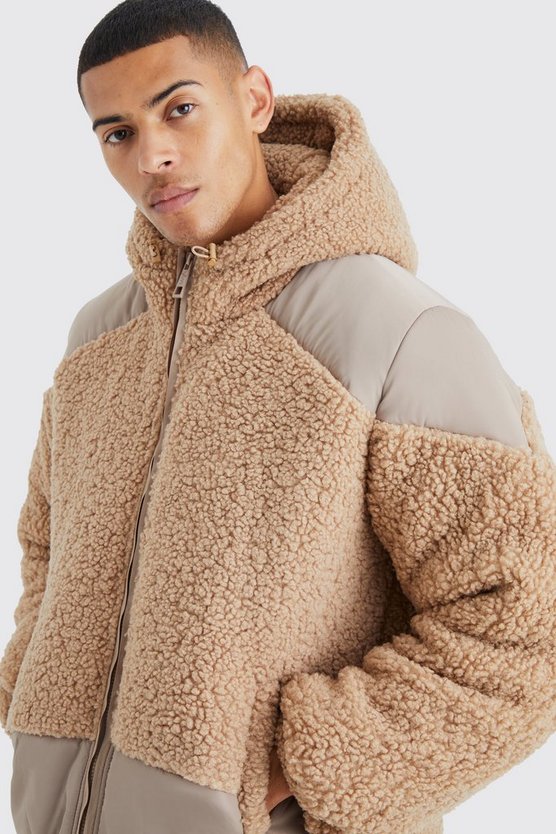 Steppjacke aus Borg & Nylon Mischung