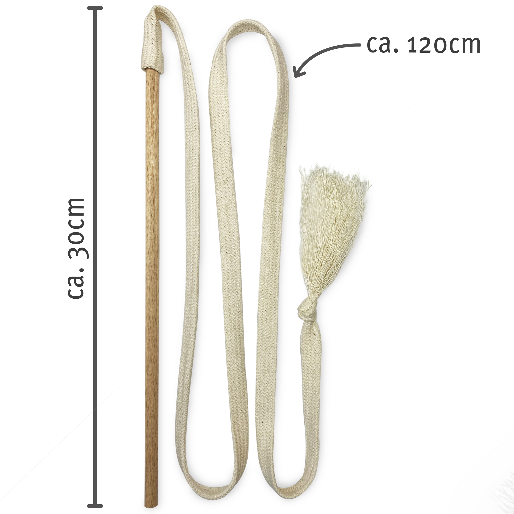 Kater Kasimir Katzenangeln Kater Kasimir Premium Katzenspielzeug aus Buchenholz mit Baumwollband (weiss)