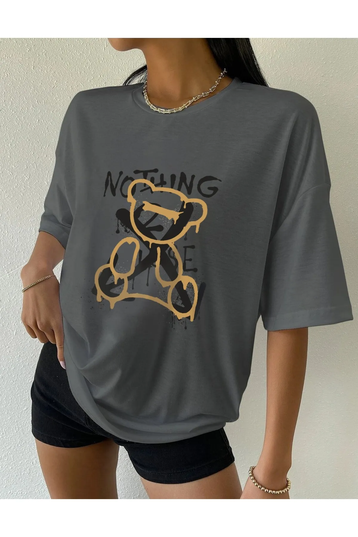 Know  Geräuchertes Oversize-Nothing-Else-T-Shirt für Damen