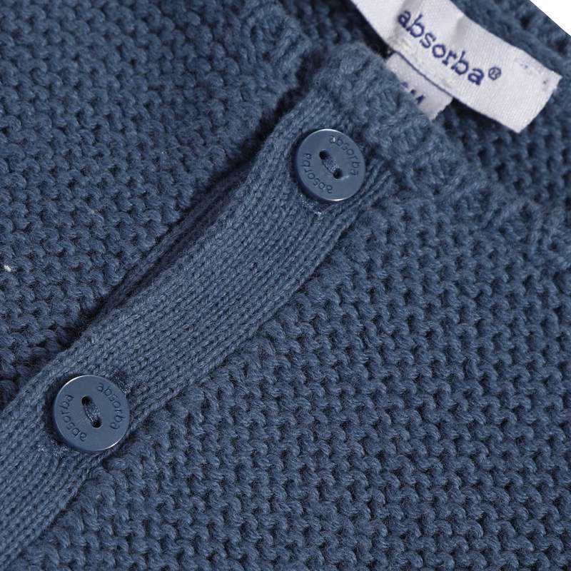 Cardigan bébé en point mousse bleu naissance Absorba