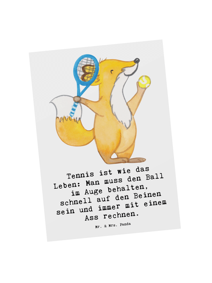 Mr. & Mrs. Panda Postkarte Tennis Lebensweisheit mit Spruch in Weiß günstig kaufen onesize