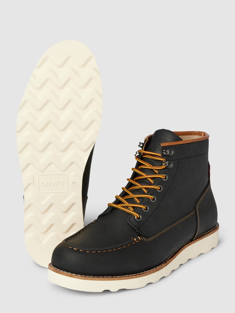 Schnürboots mit Kontrastnähten Modell 'DARROW' in schwarz